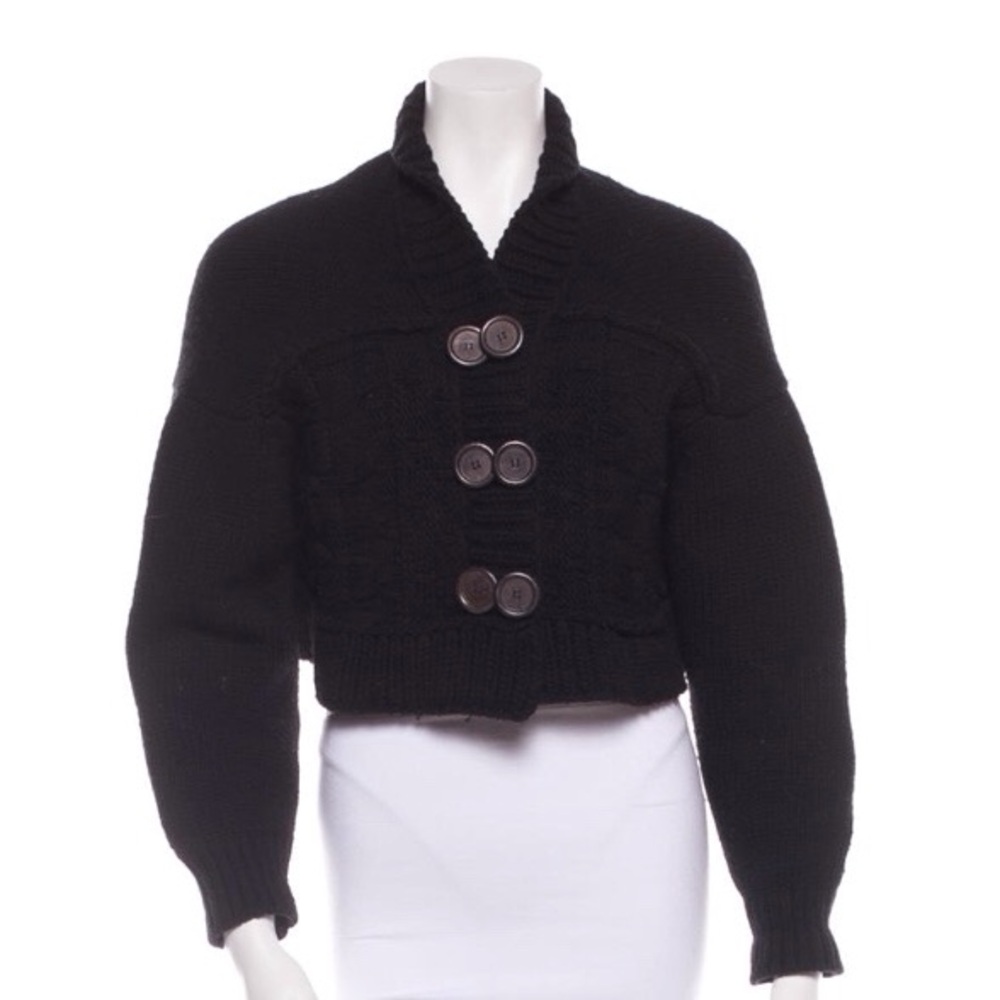 Chloe Black Wool Cropped Overized Cardigan